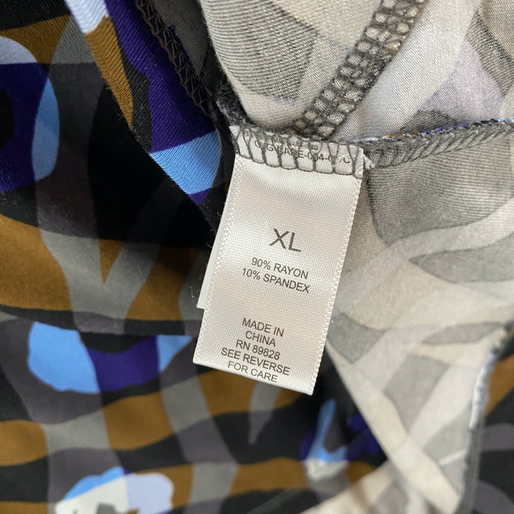 LOGO Lori Goldstein Tunic Top Womens XL Blue Brown Geometric Lagenlook Hippie‎ - Picture 6 of 8